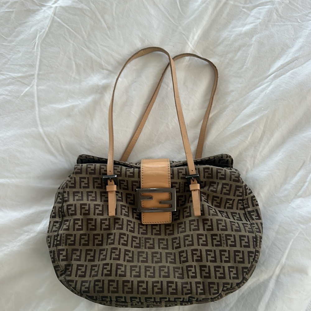 Fendi Brown and Tan Shoulder Bag with Iconic Design